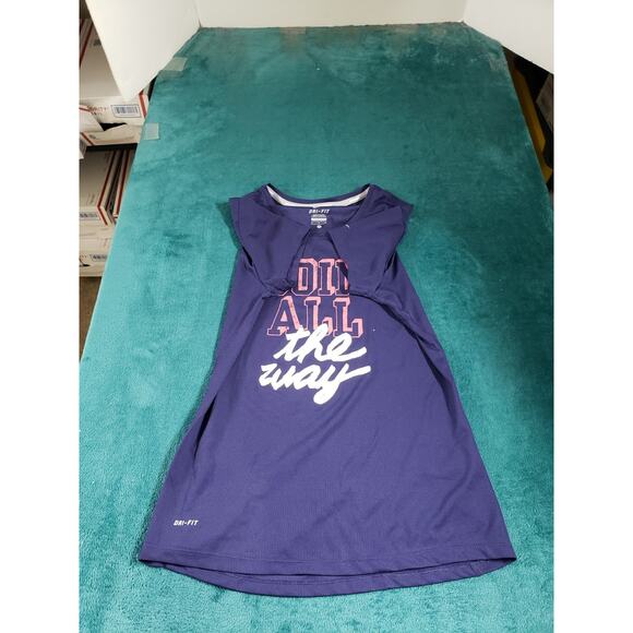 Nike Top Size Small Womens Blue Running Dri Fit Activewear Goin All the Way Logo - Picture 5 of 8